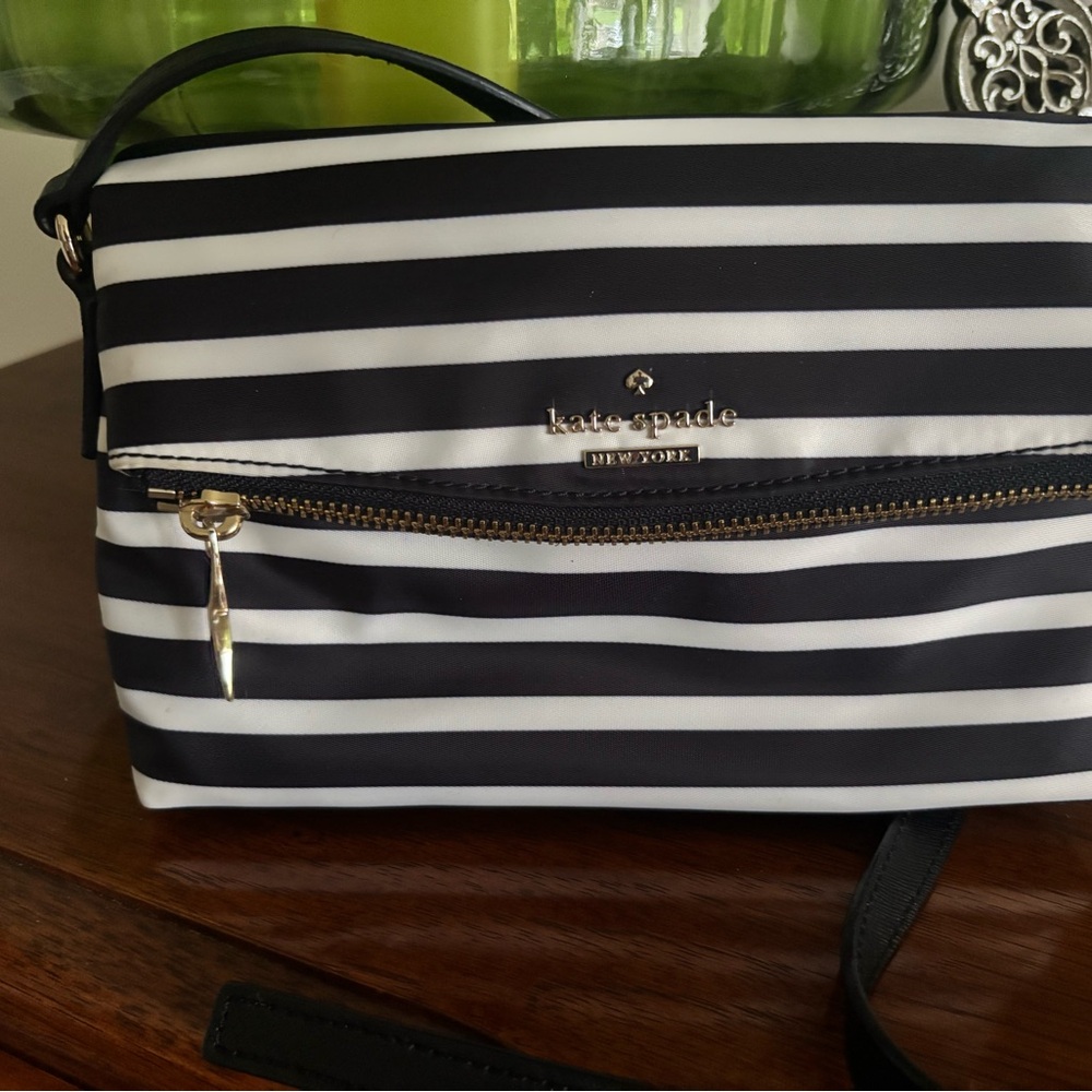 kate spade Black and White Striped Crossbody Shoulder Bag